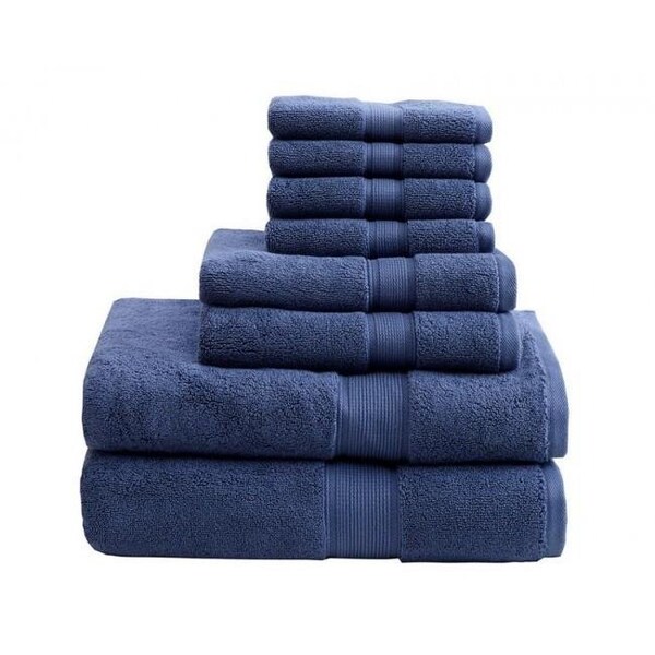 Madison Park Signature Madison Park MPS73-199 800Gsm 100 Percent Cotton Towel; Navy - 8 Piece Set - MPS73-199