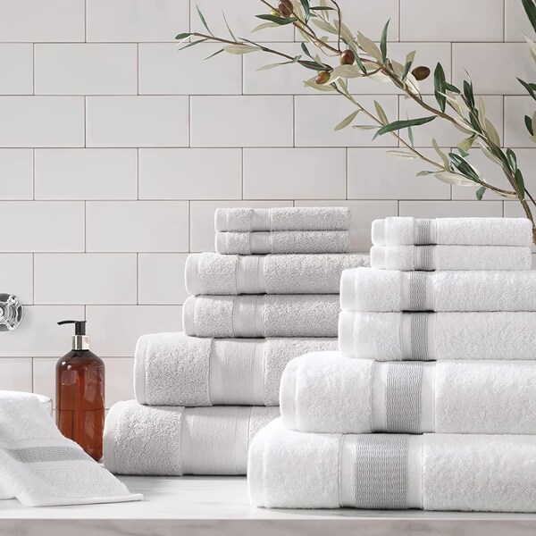 Monarch Brands Aegean Recycled Washcloths 13in x 13in - Solid, Light Gray, 8PK - P-WC-RO-1313-LG