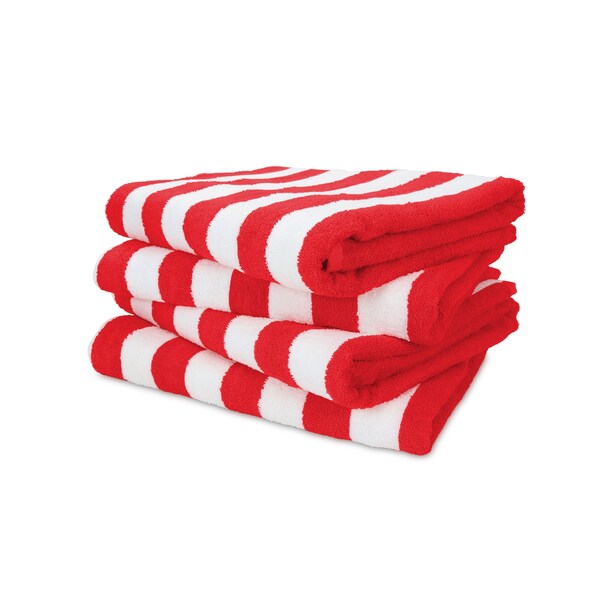 Monarch Brands California Cabana Towels, 30in x 70in, Red, 24PK - CABANA-RD-CS