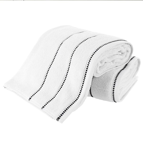 Bedford Home Luxury Cotton Towel Set White & Black - 2 Piece - 67A-82726