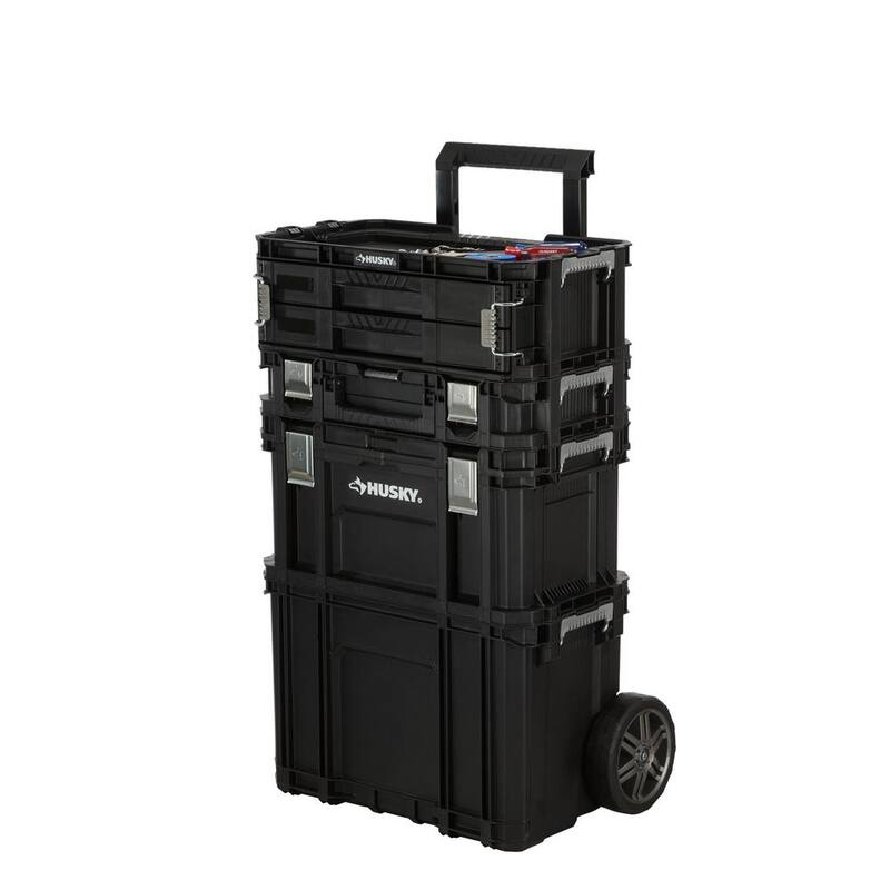 Husky Connect Stackable Portable 2 Drawer 13 Compartment Small Tools and Parts Organizer With Removable Dividers - 248984