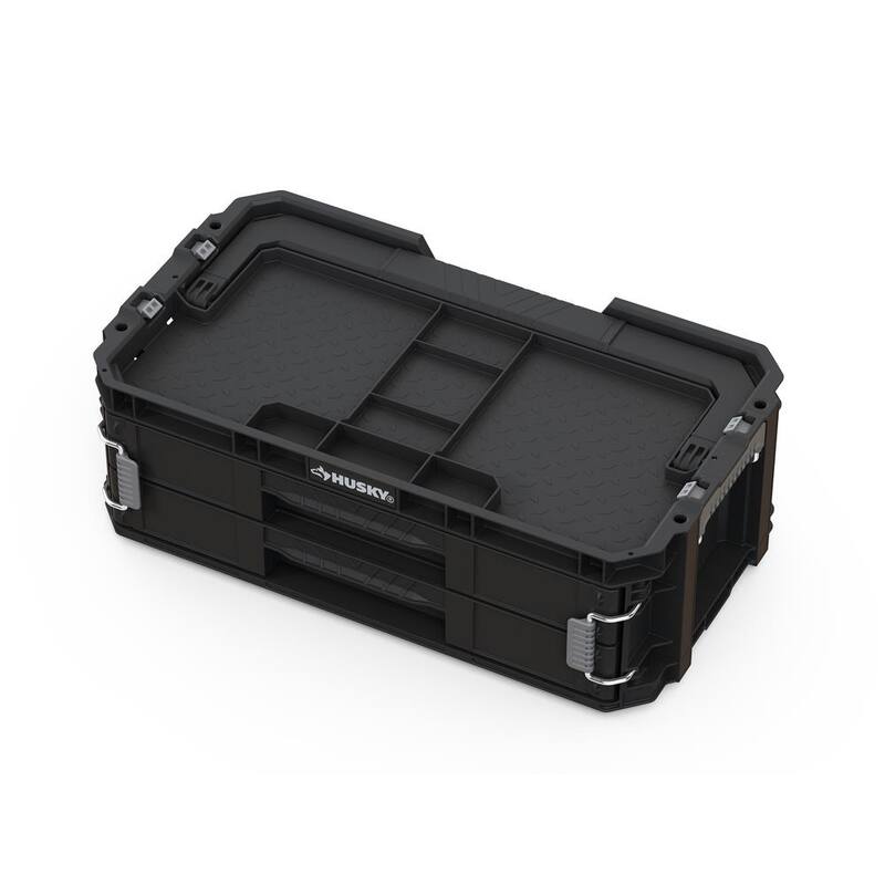 Husky Connect Stackable Portable 2 Drawer 13 Compartment Small Tools and Parts Organizer With Removable Dividers - 248984
