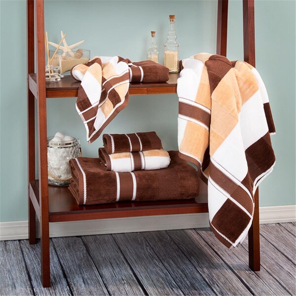 Lavish Home Lavish Home  100 Percent Cotton Oakville Velour Towel Set, Chocolate - 6 Piece, 6PK - 67-0023-T