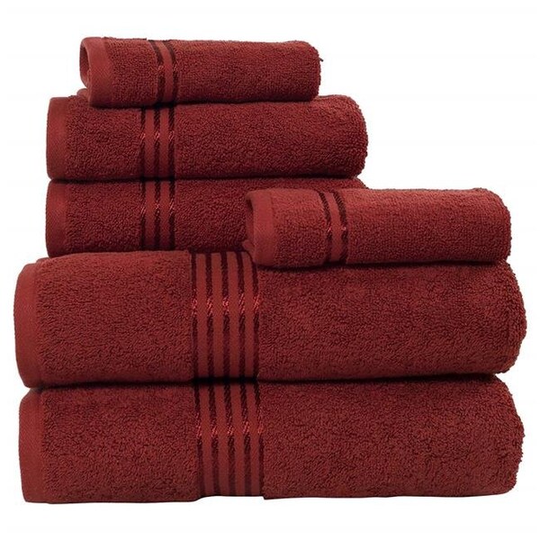 Bedford Home Bedford Home 67A-01851 100 Percent Cotton Hotel 6 Piece Towel Set - Burgundy - 67A-01851
