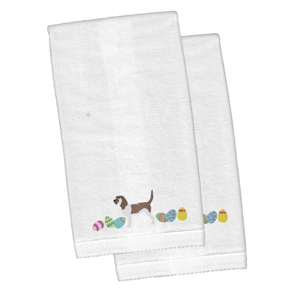 Carolines Treasures Grand Basset Griffon Easter White Embroidered Plush Hand Towel, 2PK - CK1648KTEMB