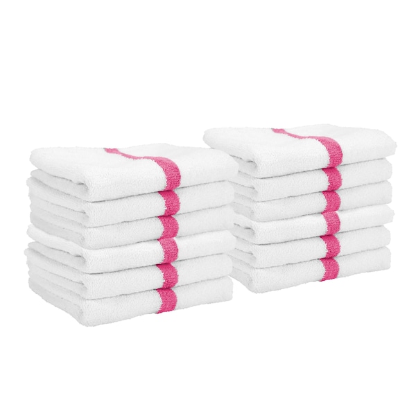 Monarch Brands Gym Power Hand Towels - 16in x 27in 0, Pink, 120PK - PWR-1627-3PKCS-CS