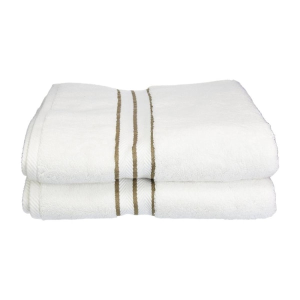 Superior Superior 900GSM-H BTOWEL LA 900 Gsm Egyptian Cotton Bath Towel Set - White With Latte Border; 2 Pieces - 900GSM(H) BTOWEL LA