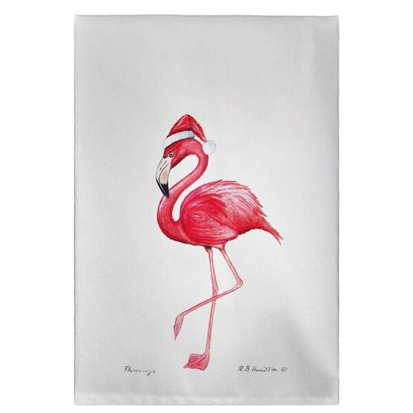 Betsy Drake Betsy Drake GT084S Flamingo Santa Guest Towel - 20 x 20 in. - GT084S