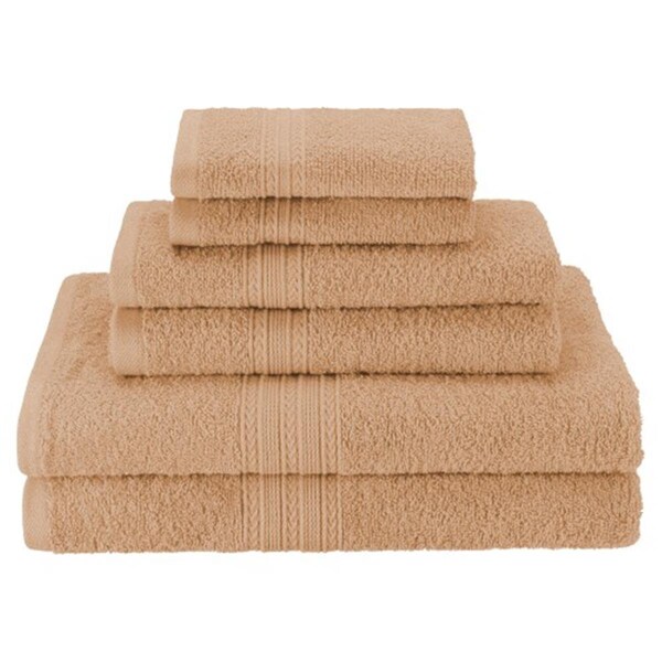 Superior Eco-Friendly 100 Percent Ringspun Cotton Towel Set - Camel, 6 Pieces - EF-6 PC SET CM
