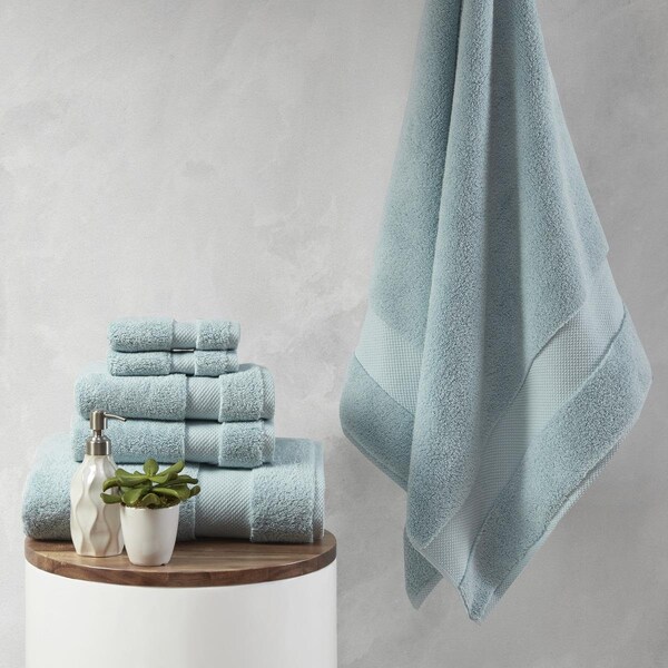 Madison Park Blue 100 Percent Cotton Towel Set, 6 Piece - MPS73-433