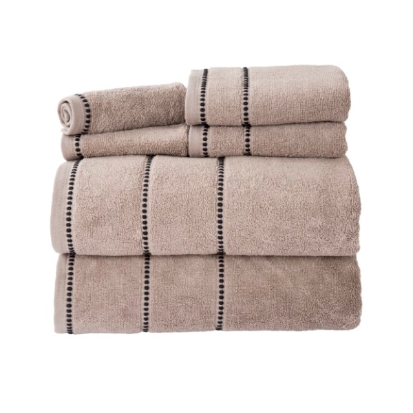 Hastings Home 2-piece Luxury Cotton Towel Set, Bath Sheet Made from 100% Zero Twist Cotton, (Taupe/Black) - 984010QQU
