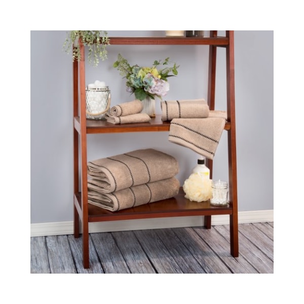 Hastings Home 2-piece Luxury Cotton Towel Set, Bath Sheet Made from 100% Zero Twist Cotton, (Taupe/Black) - 984010QQU
