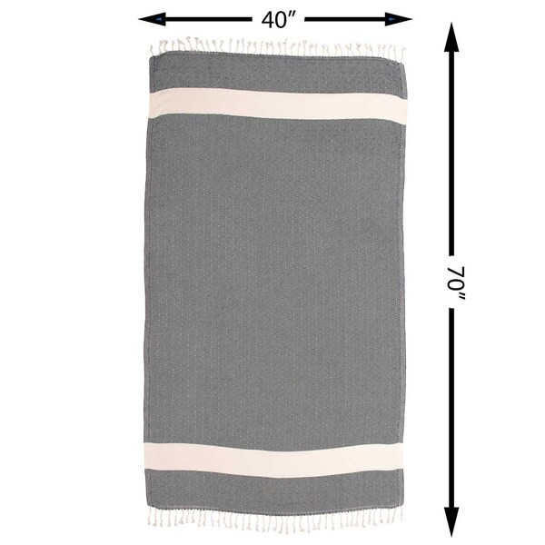 Deerlux 100% Cotton Turkish Bath Towel, 40 x 70 Diamond Peshtemal, Black, PK 2 - QI004004.BK.2