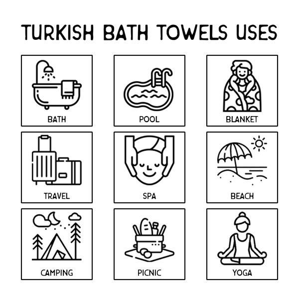 Deerlux 100% Cotton Turkish Bath Towel, 40 x 70 Diamond Peshtemal, Black, PK 2 - QI004004.BK.2