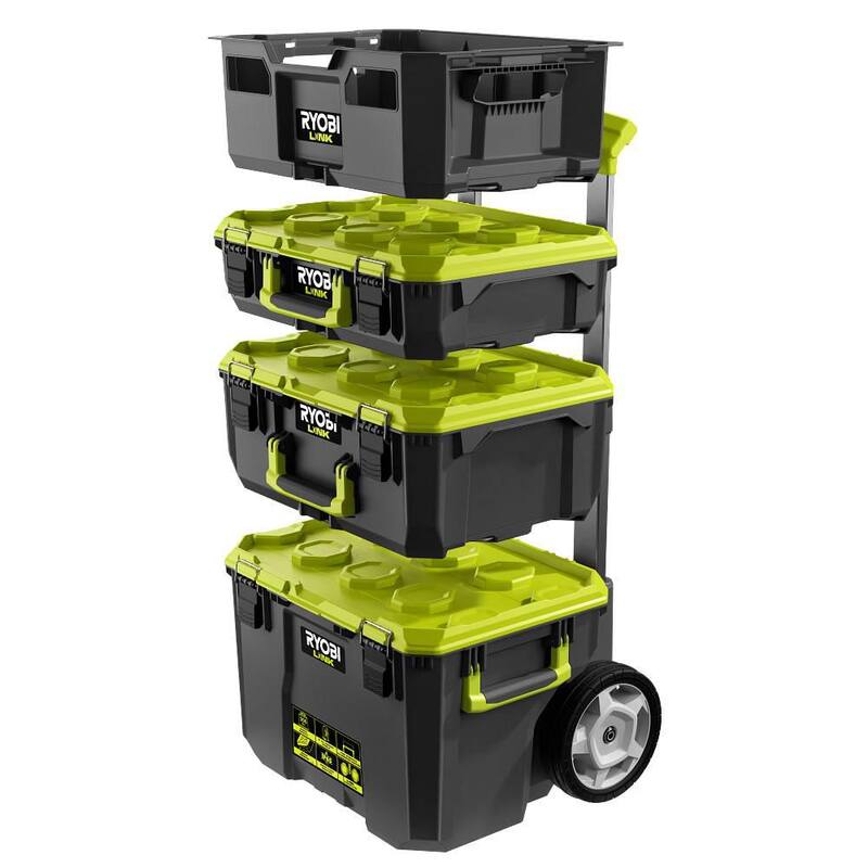 RYOBI 22.2 in. LINK Rolling Tool Box with Medium Tool Box, Standard Tool Box, and Tool Crate - STM201-STM102-STM101-STM104