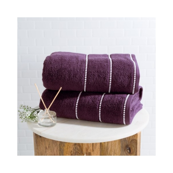 Hastings Home 2-piece Luxury Cotton Towel Set, Bath Sheet Made From 100% Zero Twist Cotton, (Eggplant/White) - 274490CZW