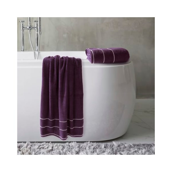 Hastings Home 2-piece Luxury Cotton Towel Set, Bath Sheet Made From 100% Zero Twist Cotton, (Eggplant/White) - 274490CZW