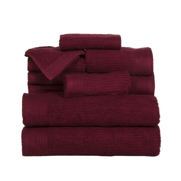 Hastings Home Hastings Home Ribbed 100 Percent Cotton 10 Piece Towel Set - Burgundy - 338026PCI