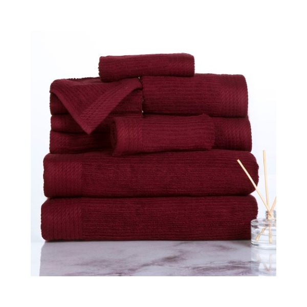 Hastings Home Hastings Home Ribbed 100 Percent Cotton 10 Piece Towel Set - Burgundy - 338026PCI