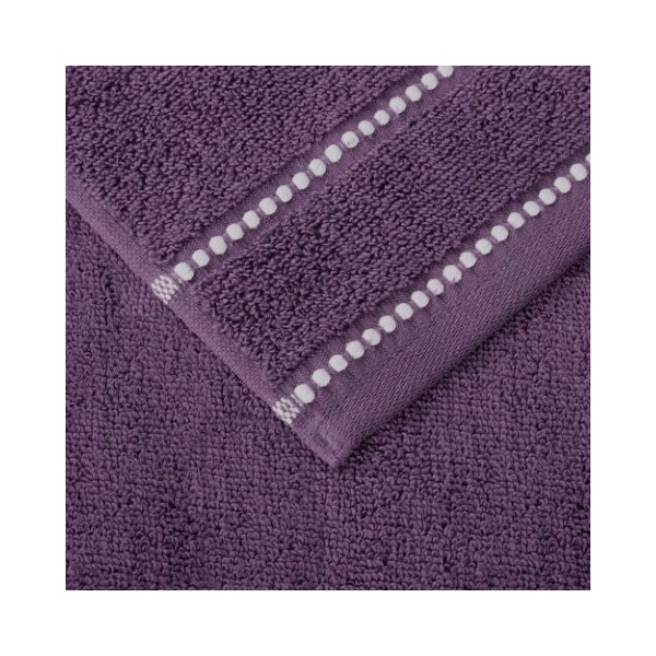 Hastings Home 6-piece Set Luxury Cotton Towel With 2 Bath Towels, 2 Hand Towels and 2 Washcloths (Eggplant/White) - 143747PMH