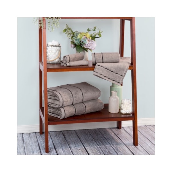 Hastings Home 2-piece Luxury Cotton Towel Set, Bath Sheet Made from 100% Zero Twist Cotton, (Silver/Black) - 885273DSW