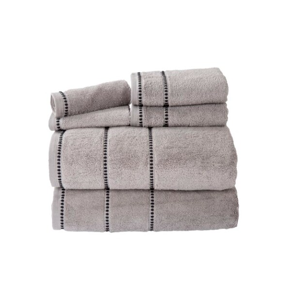 Hastings Home 2-piece Luxury Cotton Towel Set, Bath Sheet Made from 100% Zero Twist Cotton, (Silver/Black) - 885273DSW