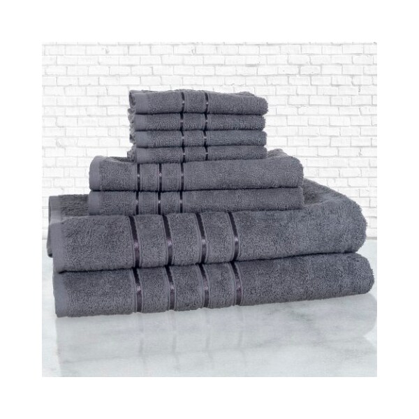 Hastings Home Hastings Home 8 Piece 100 Percent Cotton Plush Bath Towel Set - Silver - 877694WTF