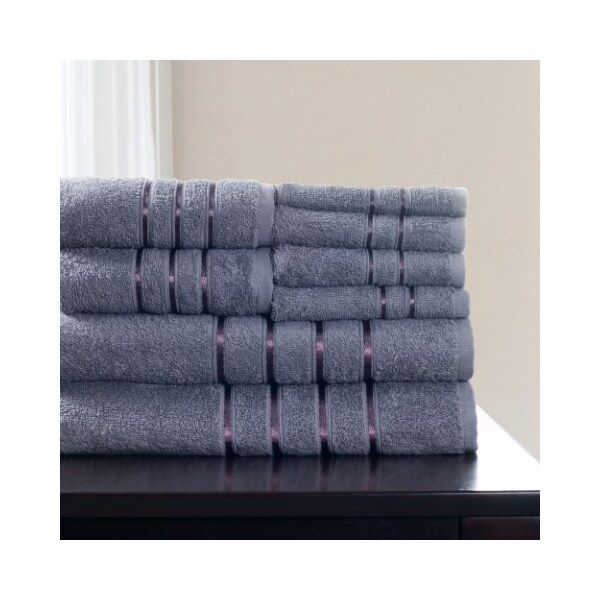 Hastings Home Hastings Home 8 Piece 100 Percent Cotton Plush Bath Towel Set - Silver - 877694WTF