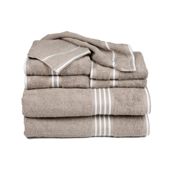 Hastings Home Hastings Home Rio 8 Piece 100 Cotton Towel Set - Taupe - 945637PEB