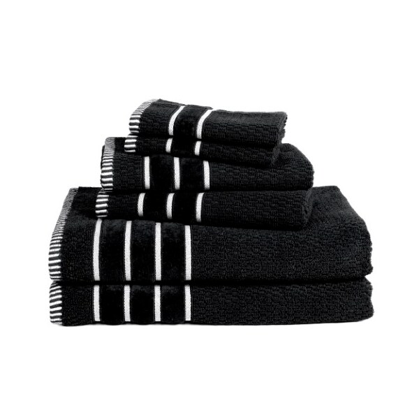 Hastings Home 6-piece 100-percent Cotton Towel Set with 2 Bath Towels, 2 Hand Towels and 2 Washcloths (Black) - 625524AAW