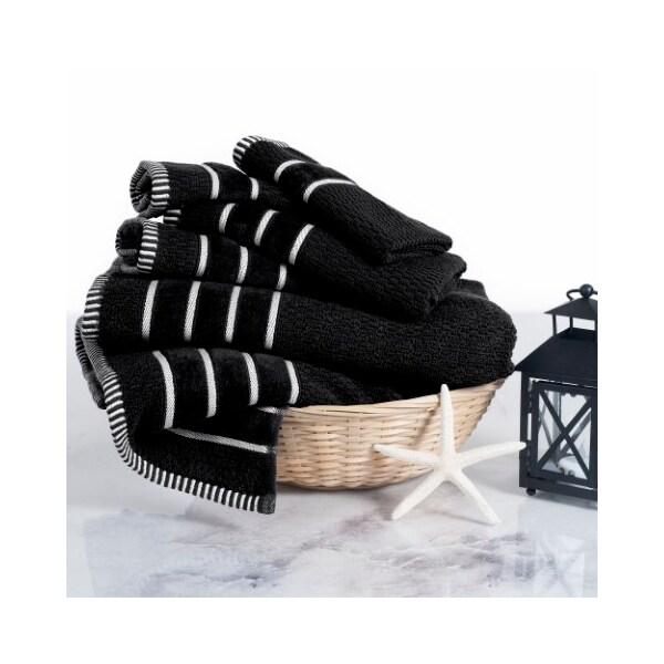 Hastings Home 6-piece 100-percent Cotton Towel Set with 2 Bath Towels, 2 Hand Towels and 2 Washcloths (Black) - 625524AAW