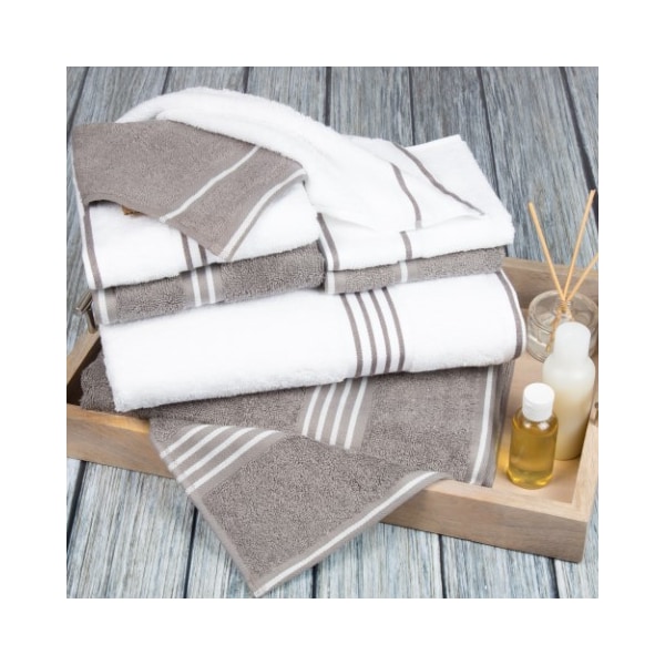 Hastings Home Hastings Home Rio 8 Piece 100 Percent Cotton Towel Set - White and Silver - 315825MVZ
