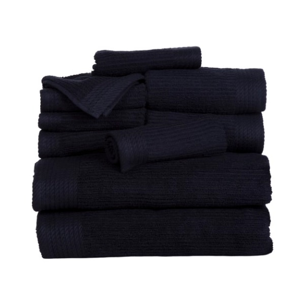 Hastings Home Hastings Home Ribbed 100 Percent Cotton 10 Piece Towel Set - Black - 118225KYG