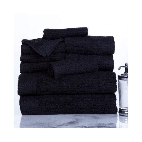 Hastings Home Hastings Home Ribbed 100 Percent Cotton 10 Piece Towel Set - Black - 118225KYG