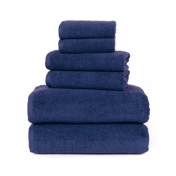 Hastings Home 6-piece 100-percent Cotton Towel Set with 2 Bath Towels, 2 Hand Towels and 2 Washcloths (Navy) - 294063EOD