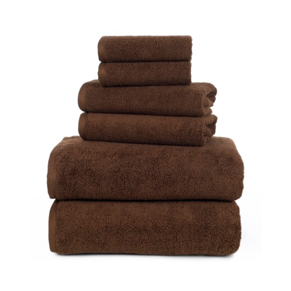 Hastings Home 6-piece 100-percent Cotton Towel Set with 2 Bath Towels, 2 Hand Towels and 2 Washcloths (Chocolate) - 383532PPV