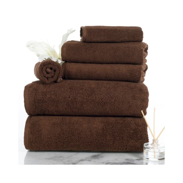 Hastings Home 6-piece 100-percent Cotton Towel Set with 2 Bath Towels, 2 Hand Towels and 2 Washcloths (Chocolate) - 383532PPV