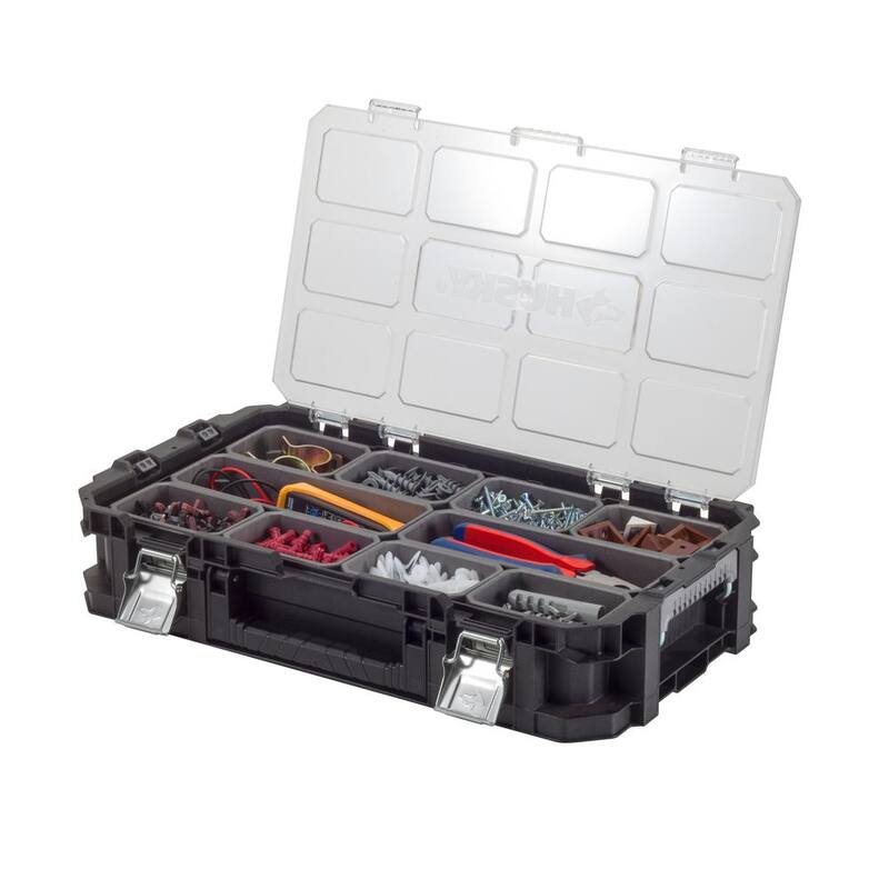 Husky Connect Stackable Portable Heavy Duty Lightweight 10-Compartment Small Tool and Parts Organizer - 236667