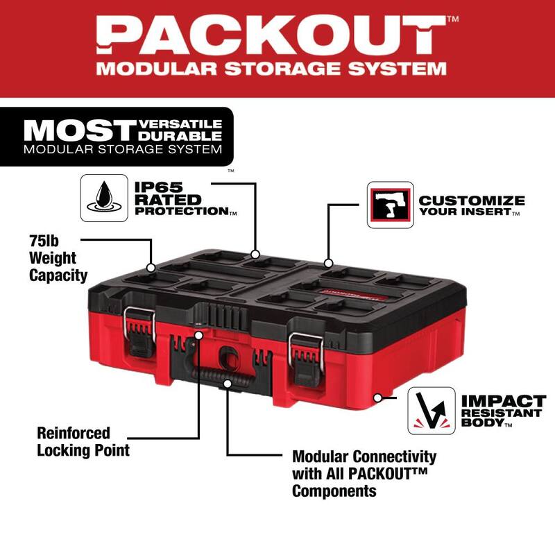 Milwaukee PACKOUT 16 in. Portable Modular Tool-Box Case with Customizable Insert - 48-22-8450