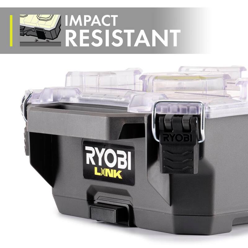 RYOBI LINK Compact 6-Compartment Modular Small Parts Organizer Tool Box - STM304