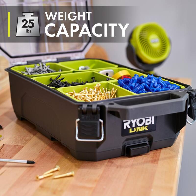 RYOBI LINK Compact 6-Compartment Modular Small Parts Organizer Tool Box - STM304