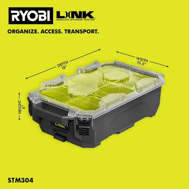 RYOBI LINK Compact 6-Compartment Modular Small Parts Organizer Tool Box - STM304