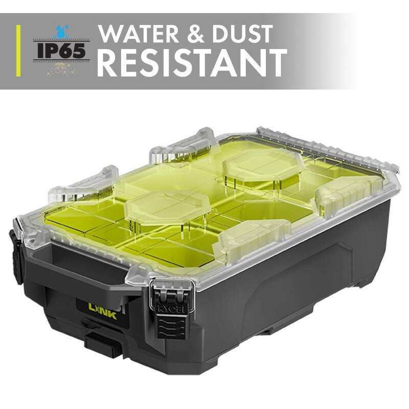 RYOBI LINK Compact 6-Compartment Modular Small Parts Organizer Tool Box - STM304