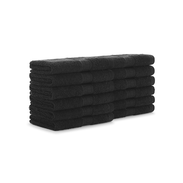 Monarch Brands True Color Wash Cloths , Black, 12PK - P-WASH-BLACK