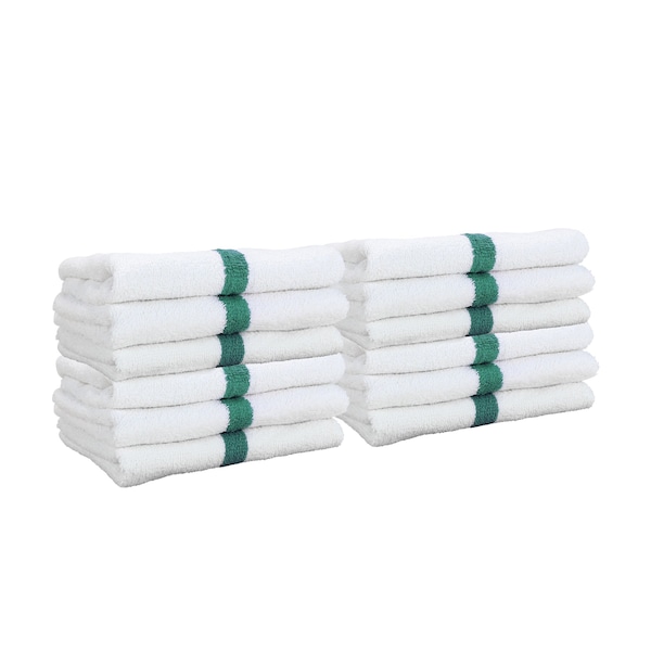 Monarch Brands Gym Power Hand Towels - 16in x 27in 0, Green, 120PK - PWR-1627-3GRCS-CS