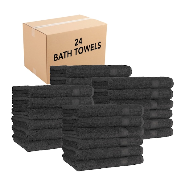 Monarch Brands True Color Bath Towels, Black, 24PK - BATH-BLACK-CS