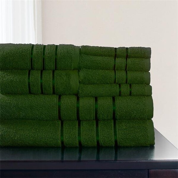 Lavish Home Lavish Home 67-0013-G 12 x 11.75 in. 100 Percent Cotton Plush Bath Towel Set; Green - 8 Piece - 67-0013-G