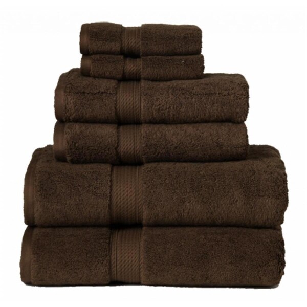 Superior 900GSM Egyptian Cotton 6-Piece Towel Set  Chocolate - 900GSM 6 PC SET CH