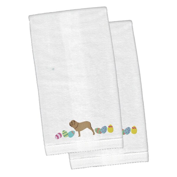 Carolines Treasures Neopolitan Mastiff Easter White Embroidered Plush Hand Towel, 2PK - CK1664KTEMB
