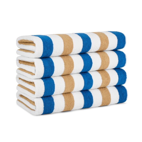 Monarch Brands Cabo Cabana Towels, Navy/Beige, 24PK - CABOCABANA-NV/BG-CS